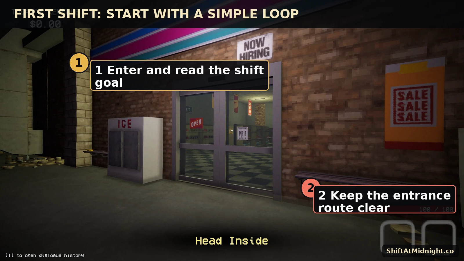 Illustrated first-shift loop outside the store